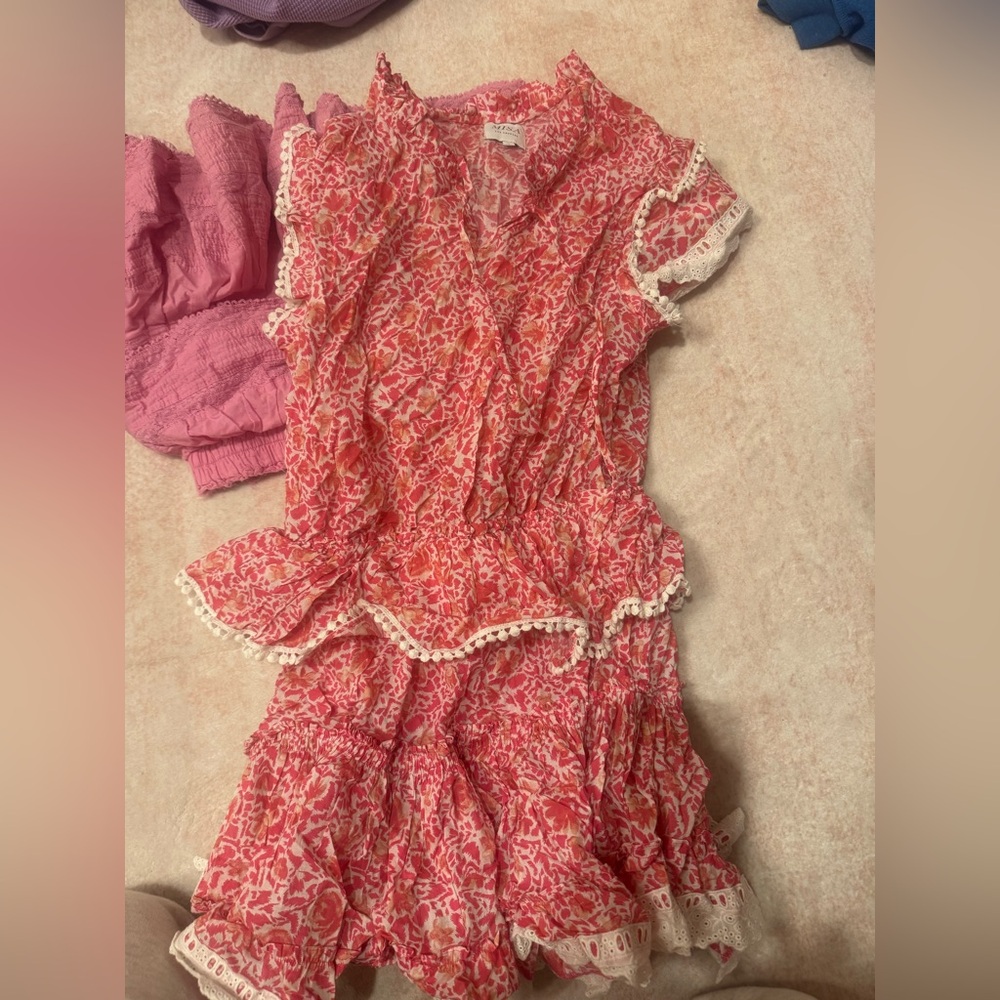 Misa Lilian Dress Pink and White
